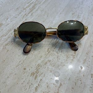 Vintage Gold and Brown Oval Sunglasses
